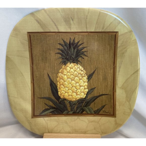 Paul Brent Merritt PINEAPPLE Melamine 8 1/2” Salad/Lunch Plates Set of 6 - Picture 1 of 5